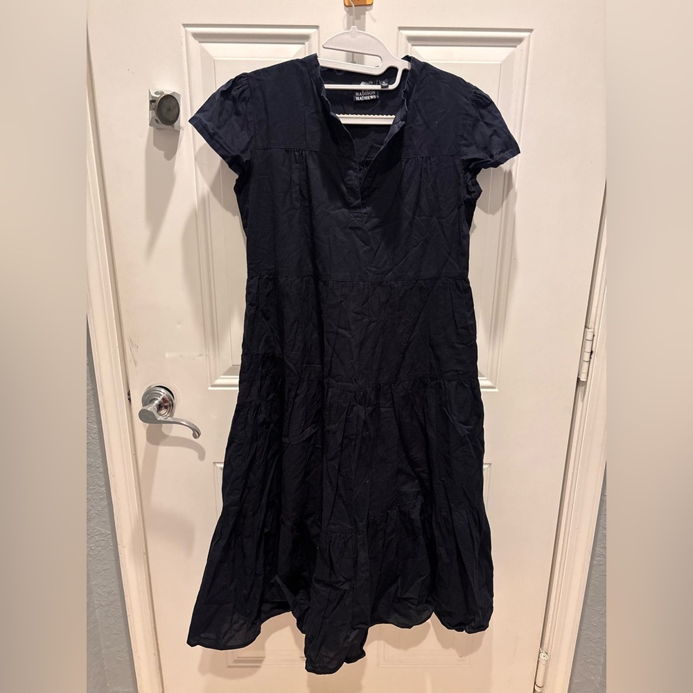 Madison Mathews midi tiered cotton dress sz small